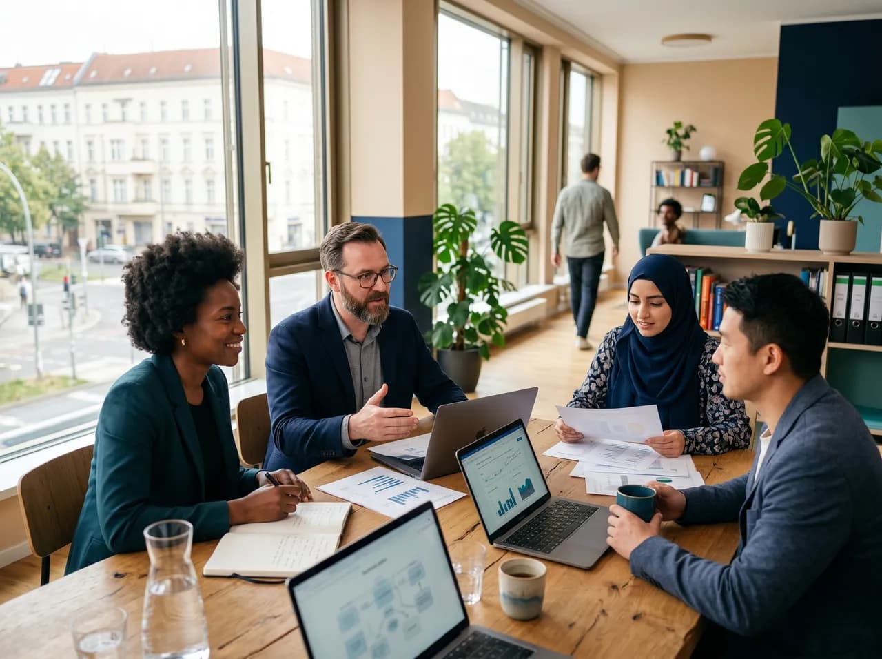 Corekontor Team in einem hellen modernen Büro bei der Beratung